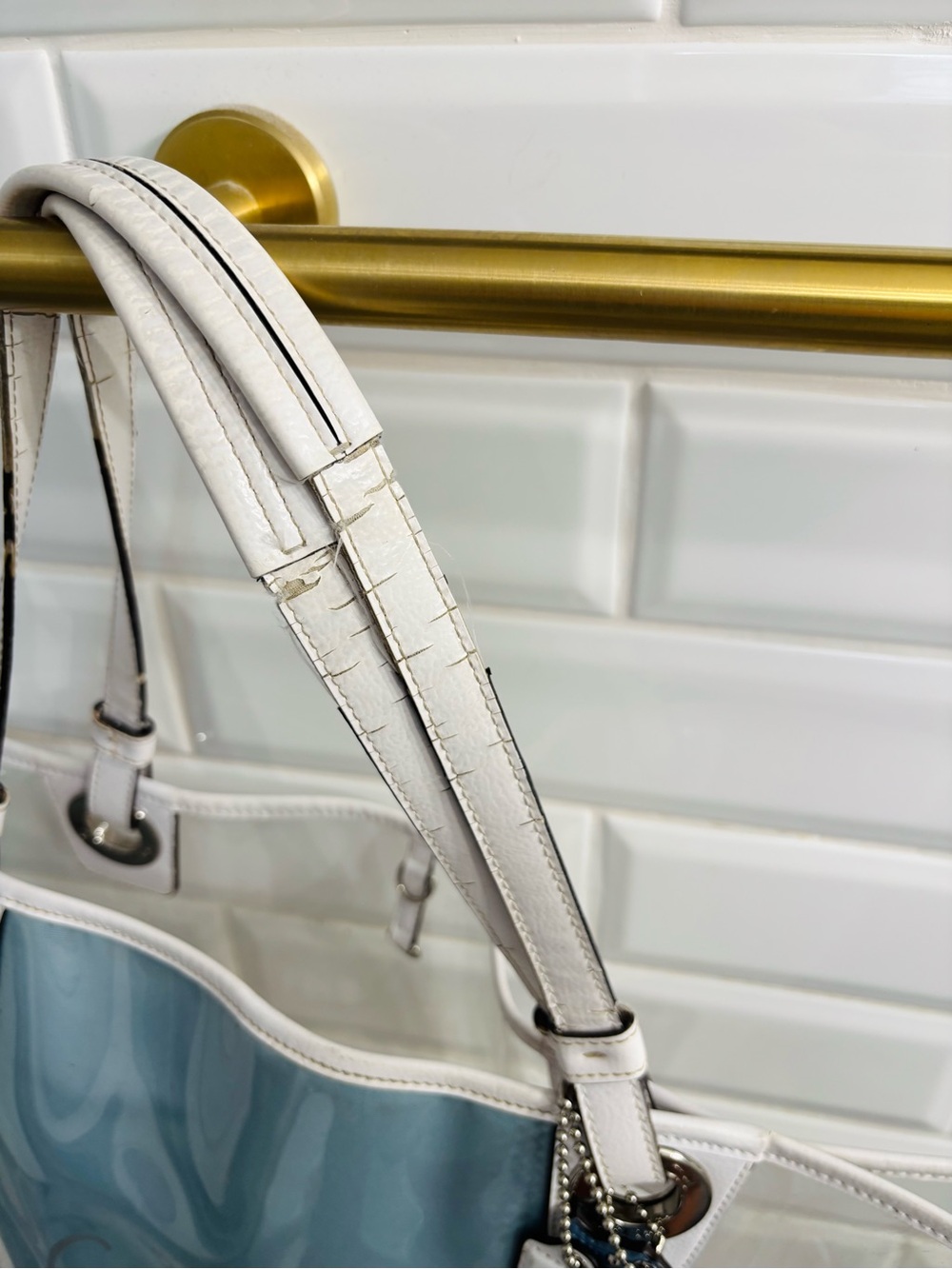 Coach Clear Vinyl and White Leather Oversized Beach Tote, F16594 - Picture 3 of 6